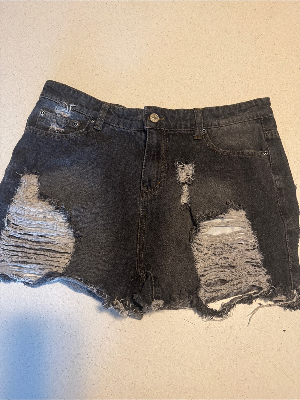 Black Distressed High-Waist Women’s Denim Shorts